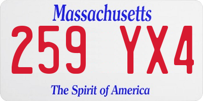 MA license plate 259YX4