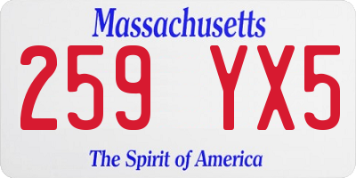 MA license plate 259YX5
