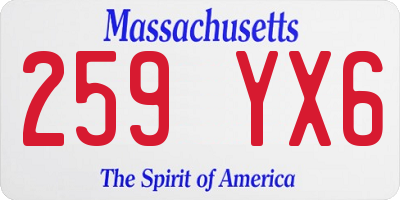 MA license plate 259YX6