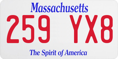 MA license plate 259YX8