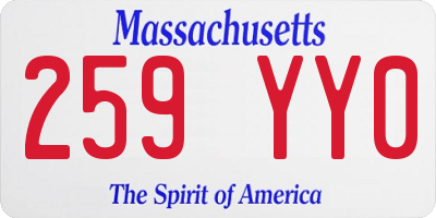 MA license plate 259YY0