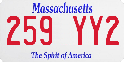 MA license plate 259YY2