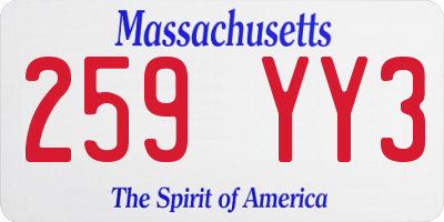 MA license plate 259YY3