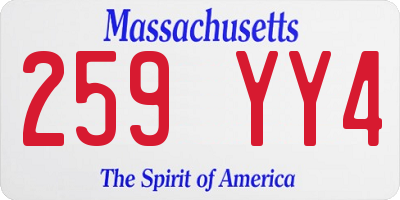 MA license plate 259YY4