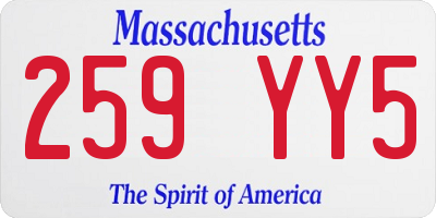 MA license plate 259YY5