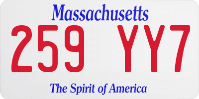 MA license plate 259YY7