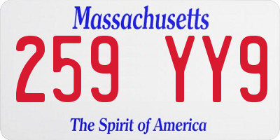 MA license plate 259YY9