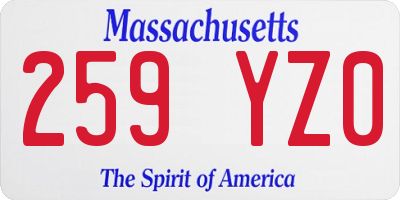 MA license plate 259YZ0