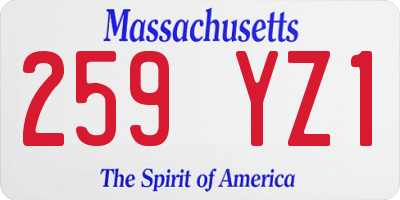 MA license plate 259YZ1