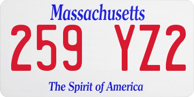 MA license plate 259YZ2