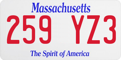 MA license plate 259YZ3