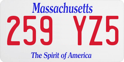 MA license plate 259YZ5