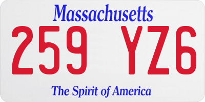 MA license plate 259YZ6