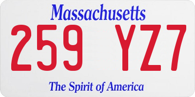 MA license plate 259YZ7