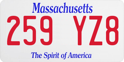 MA license plate 259YZ8