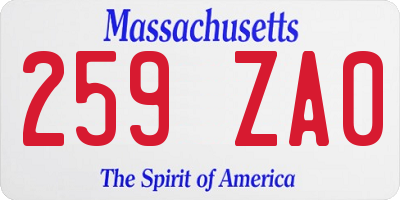 MA license plate 259ZA0