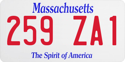 MA license plate 259ZA1
