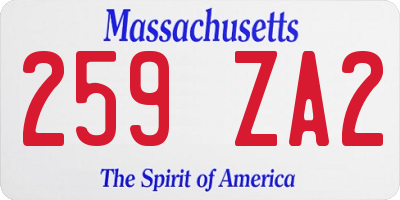MA license plate 259ZA2
