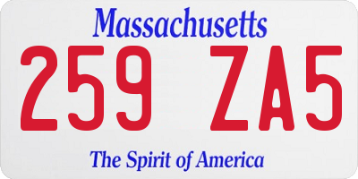 MA license plate 259ZA5