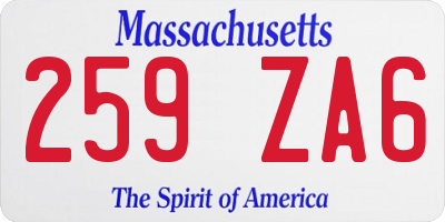 MA license plate 259ZA6