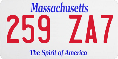 MA license plate 259ZA7
