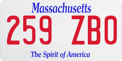 MA license plate 259ZB0