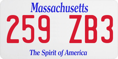 MA license plate 259ZB3