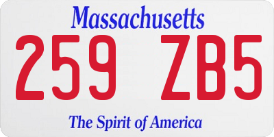 MA license plate 259ZB5
