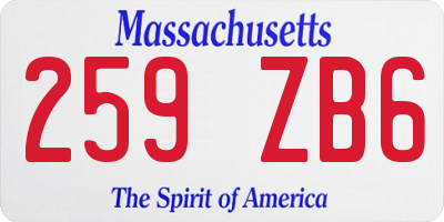 MA license plate 259ZB6