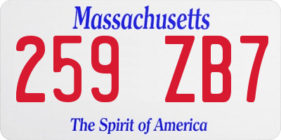MA license plate 259ZB7