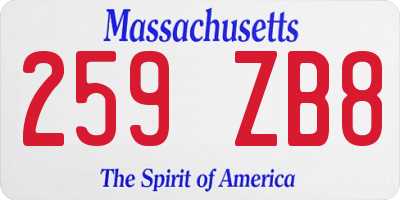 MA license plate 259ZB8