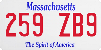 MA license plate 259ZB9