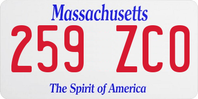 MA license plate 259ZC0