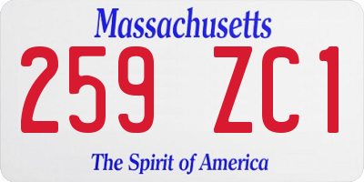 MA license plate 259ZC1