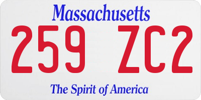 MA license plate 259ZC2