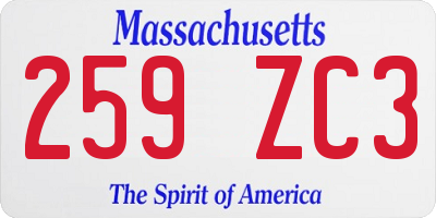 MA license plate 259ZC3