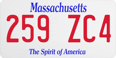 MA license plate 259ZC4