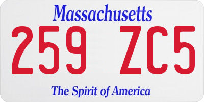 MA license plate 259ZC5