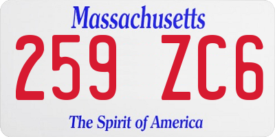 MA license plate 259ZC6
