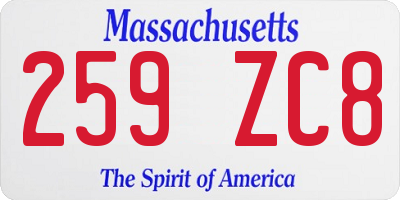 MA license plate 259ZC8