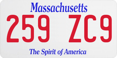 MA license plate 259ZC9
