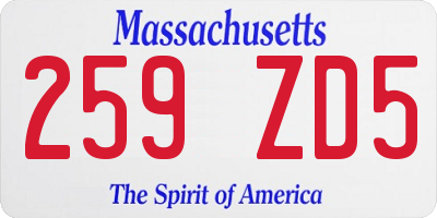 MA license plate 259ZD5