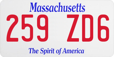 MA license plate 259ZD6