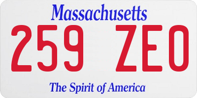 MA license plate 259ZE0