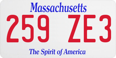 MA license plate 259ZE3