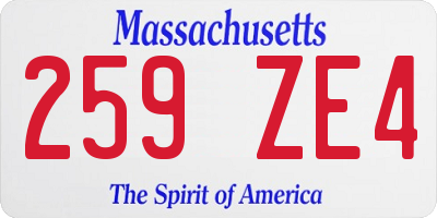 MA license plate 259ZE4