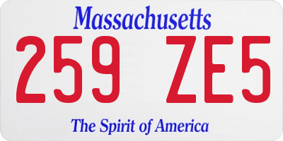 MA license plate 259ZE5