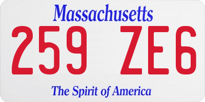 MA license plate 259ZE6