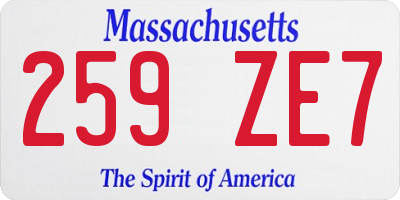 MA license plate 259ZE7