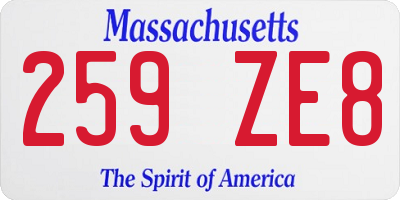MA license plate 259ZE8